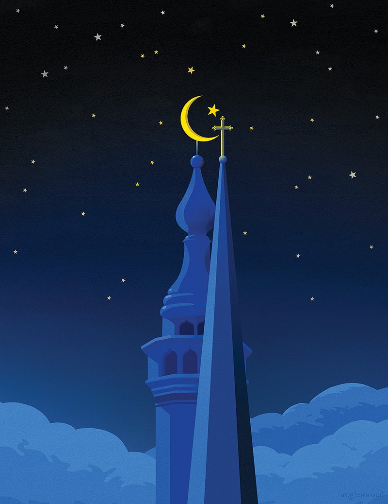 Church and Mosque illustration