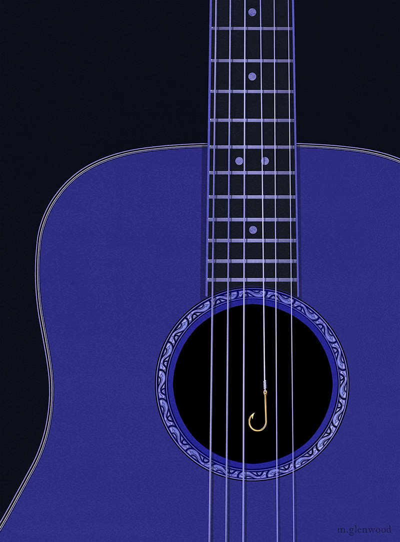 Illustration of blue guitar